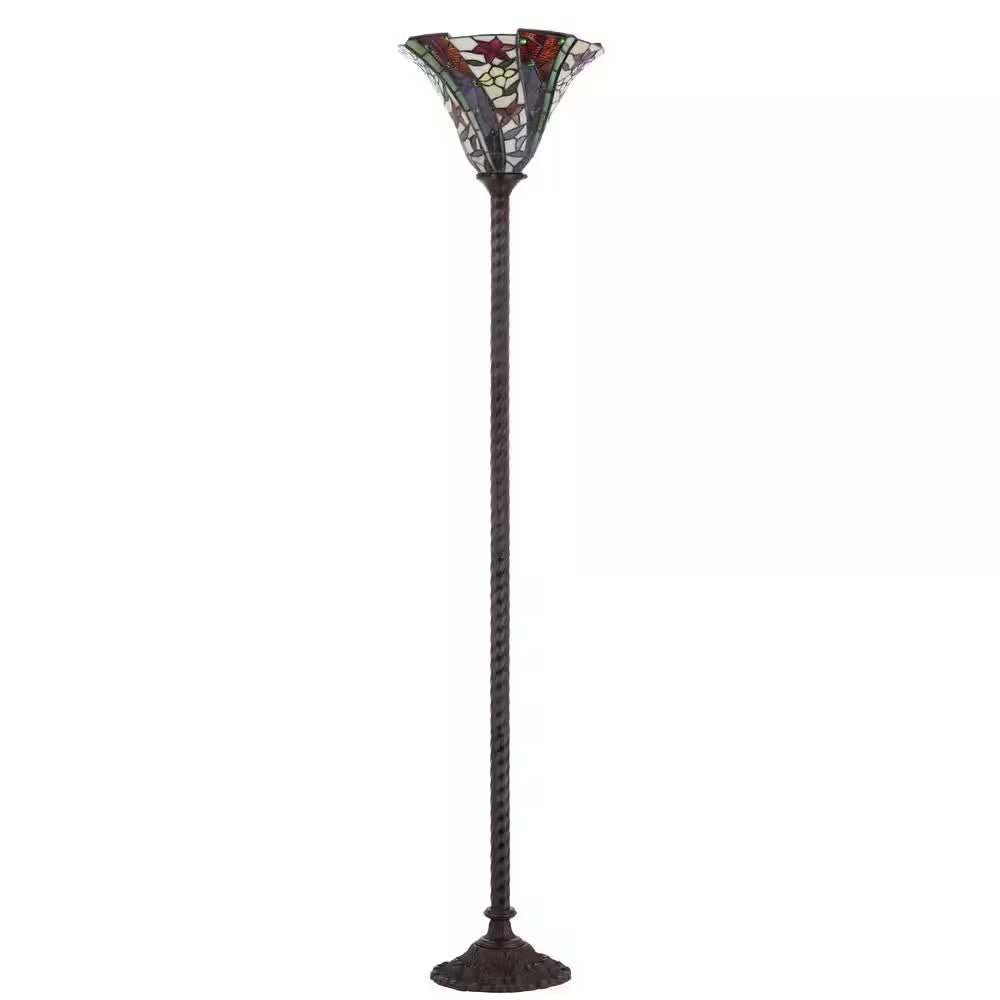 Williams Tiffany-Style 71 In. Bronze Torchiere Floor Lamp