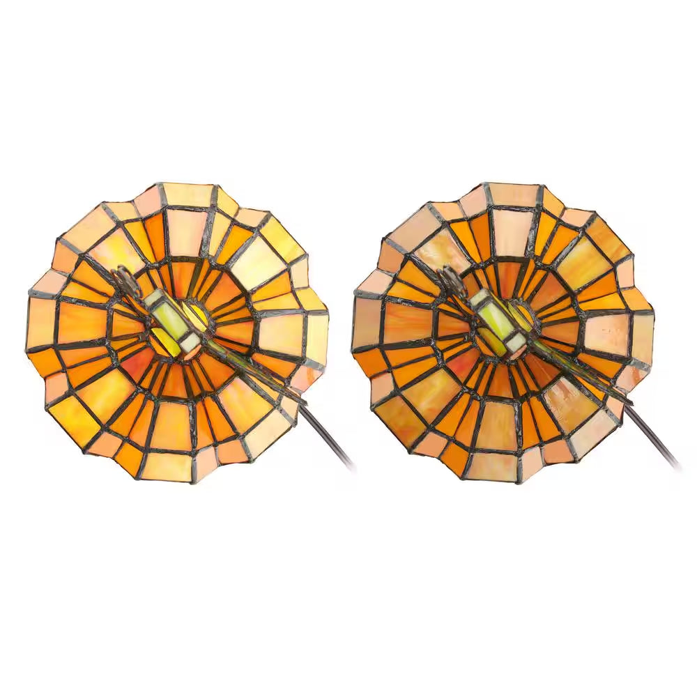 9 In. Orange Indoor Patch the Pumpkin Stained Glass Accent Lamp