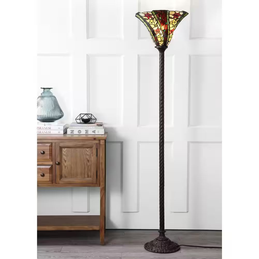 Williams Tiffany-Style 71 In. Bronze Torchiere Floor Lamp