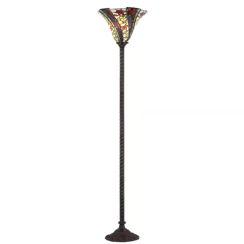 Williams Tiffany-Style 71 In. Bronze Torchiere Floor Lamp