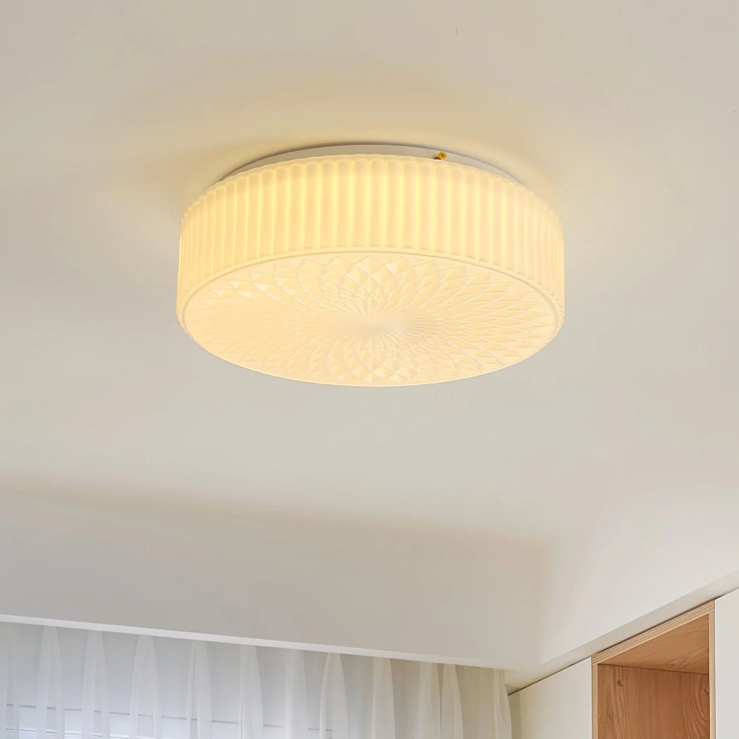 Milky White Art Glass Bedroom Ceiling Light Fixtures