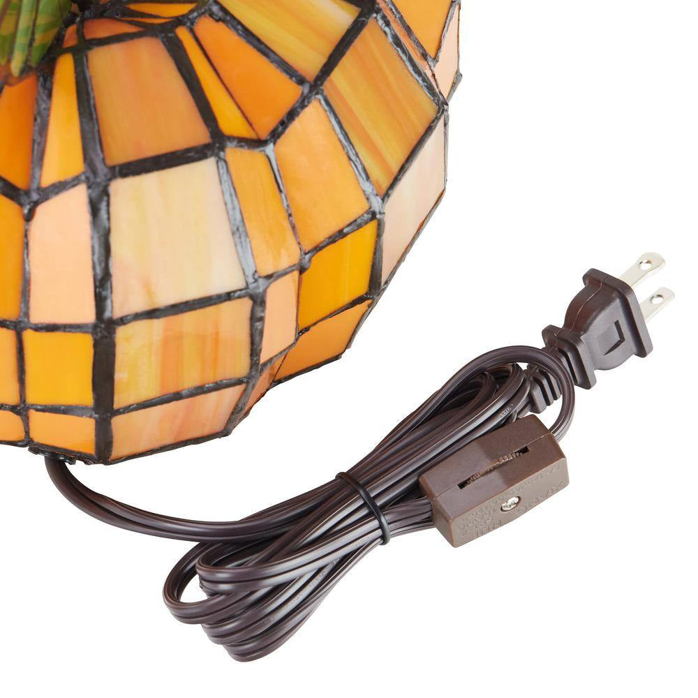 9 In. Orange Indoor Patch the Pumpkin Stained Glass Accent Lamp