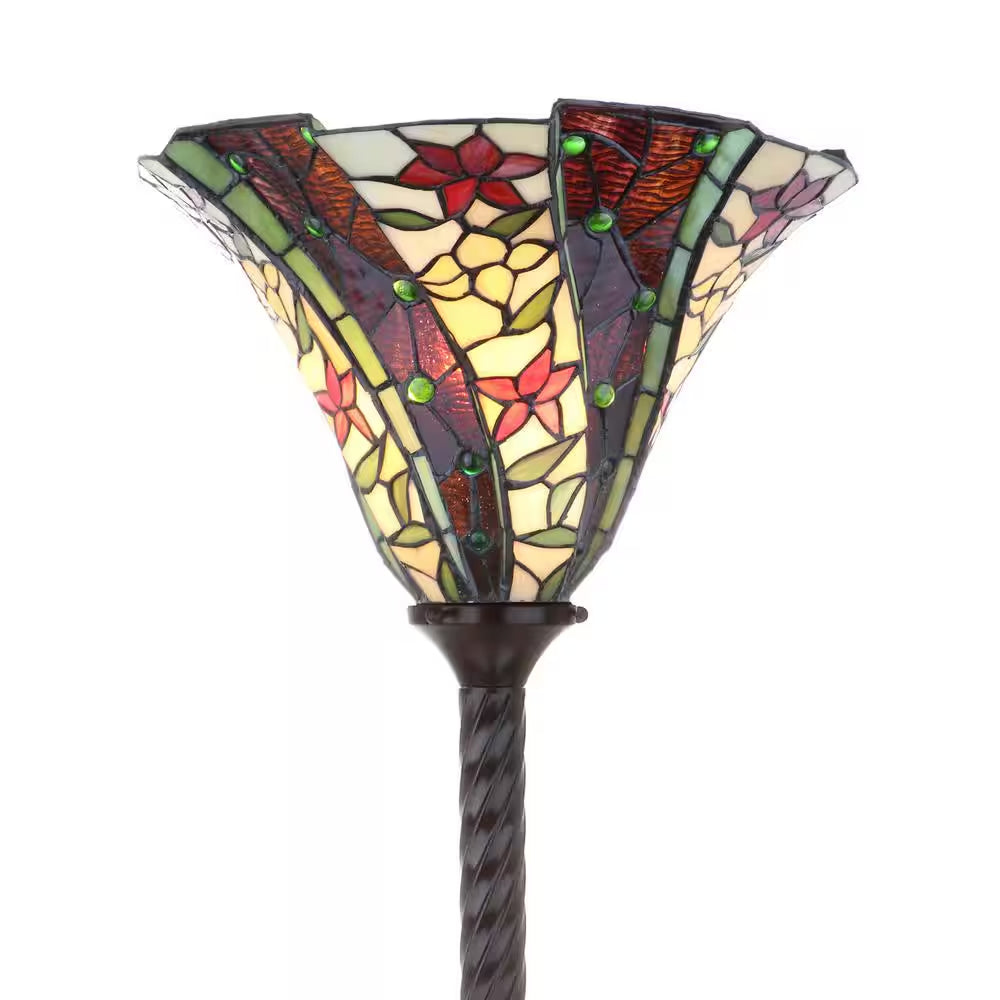 Williams Tiffany-Style 71 In. Bronze Torchiere Floor Lamp