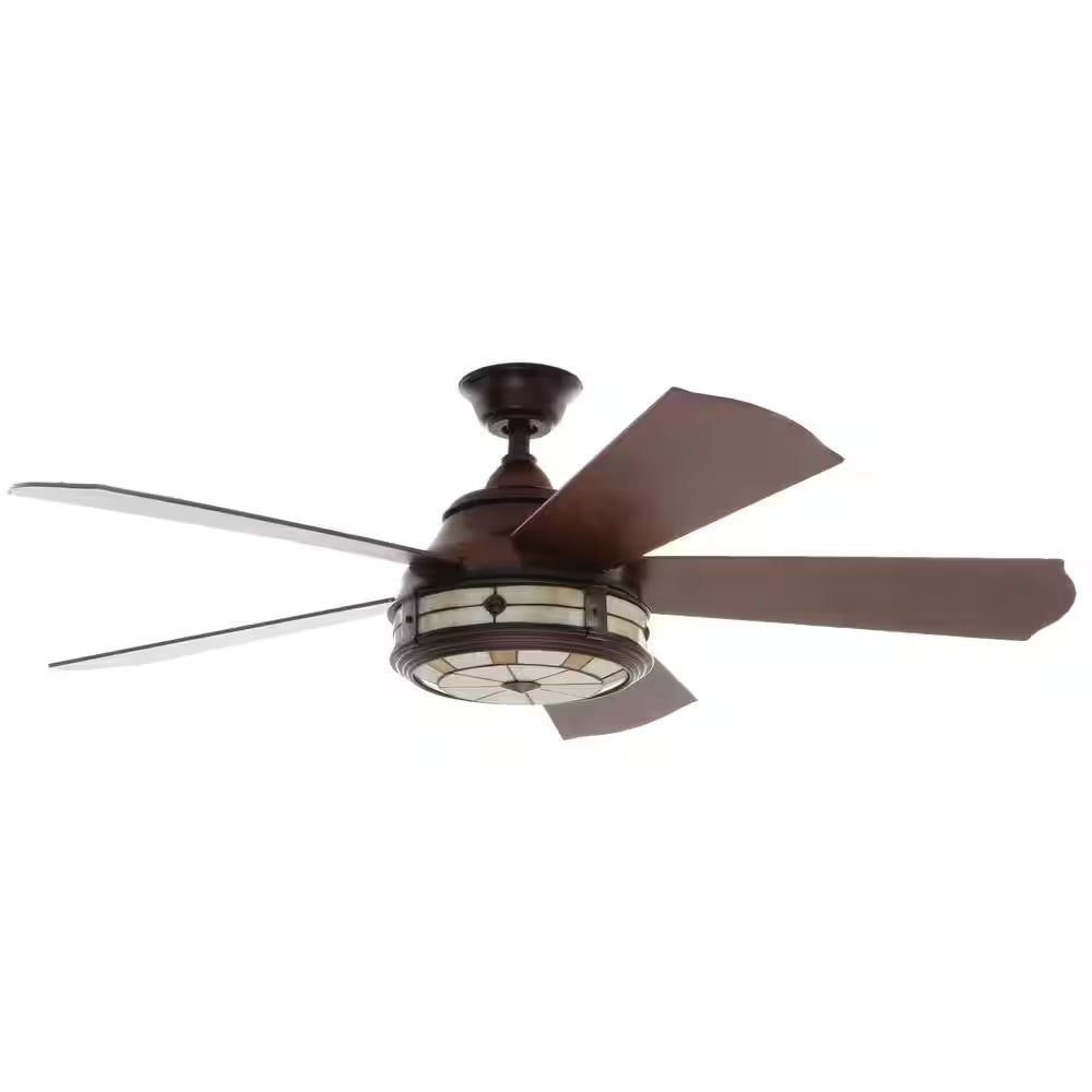 Savona 52 In. LED Weathered Bronze Ceiling Fan with Light and Remote Control