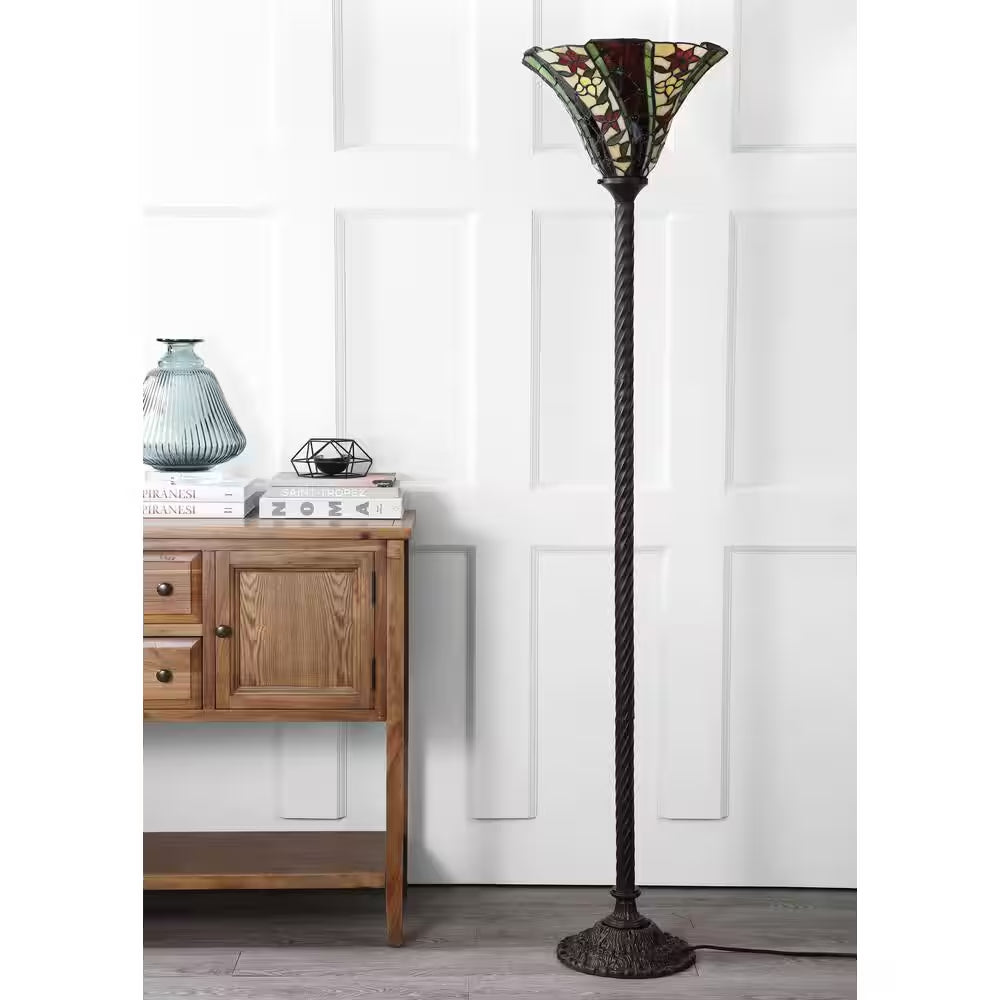 Williams Tiffany-Style 71 In. Bronze Torchiere Floor Lamp