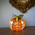 9 In. Orange Indoor Patch the Pumpkin Stained Glass Accent Lamp