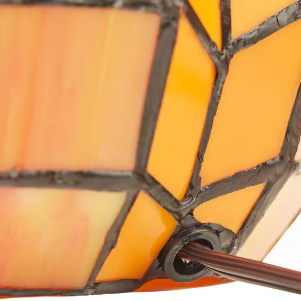 9 In. Orange Indoor Patch the Pumpkin Stained Glass Accent Lamp