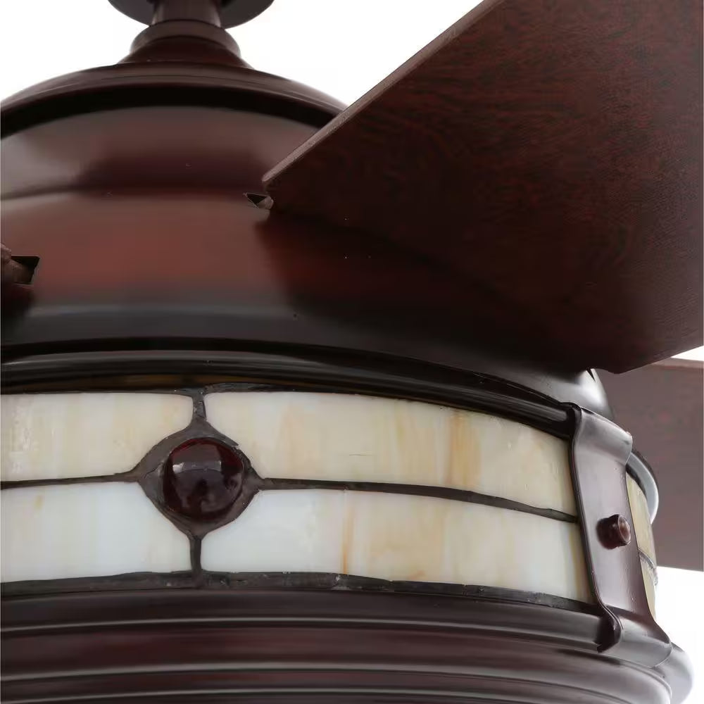 Savona 52 In. LED Weathered Bronze Ceiling Fan with Light and Remote Control