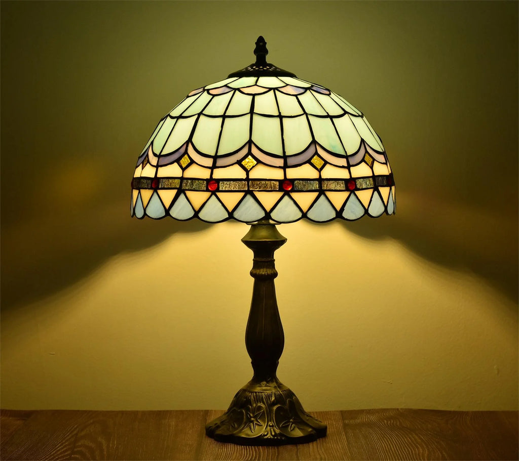 Tiffany Style Table Lamp Bedside Desk LED Lamp Shades Bedroom Stained-Glass 18.1'' H Multi-Color