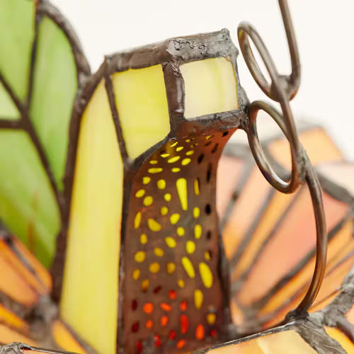 9 In. Orange Indoor Patch the Pumpkin Stained Glass Accent Lamp