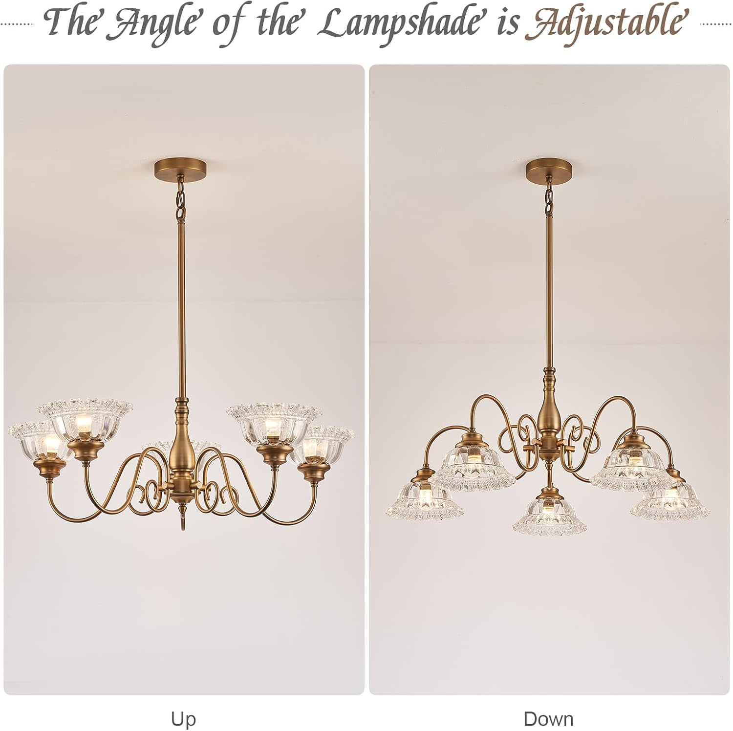 Vintage Chandelier Dining Room Light Fixture over Table Brass 5 Light Chandelier Lighting Fixture