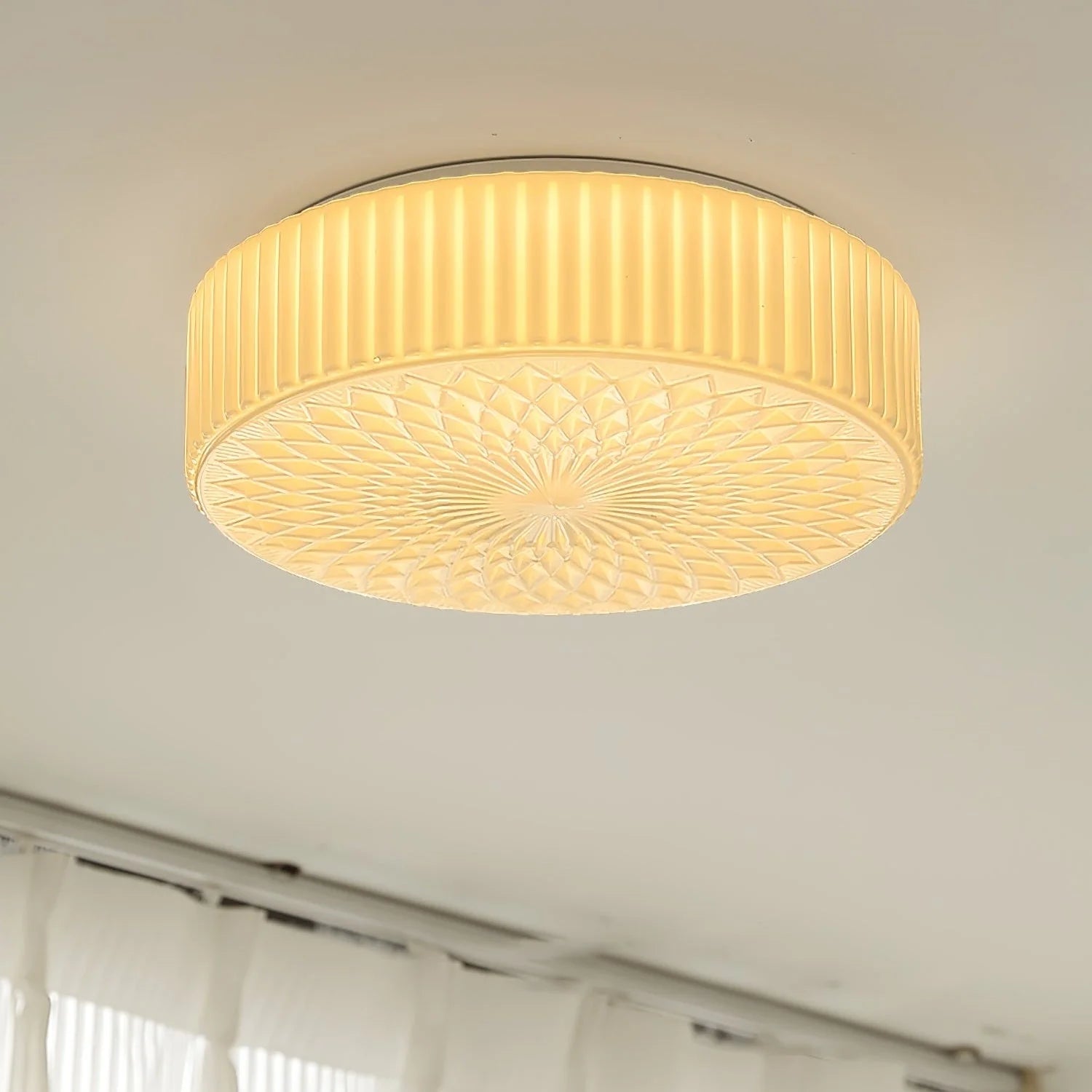 Milky White Art Glass Bedroom Ceiling Light Fixtures